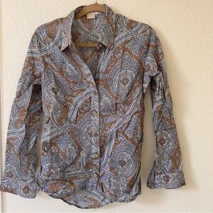 Michael Kors Brown and Blue Paisley Blouse used good condition